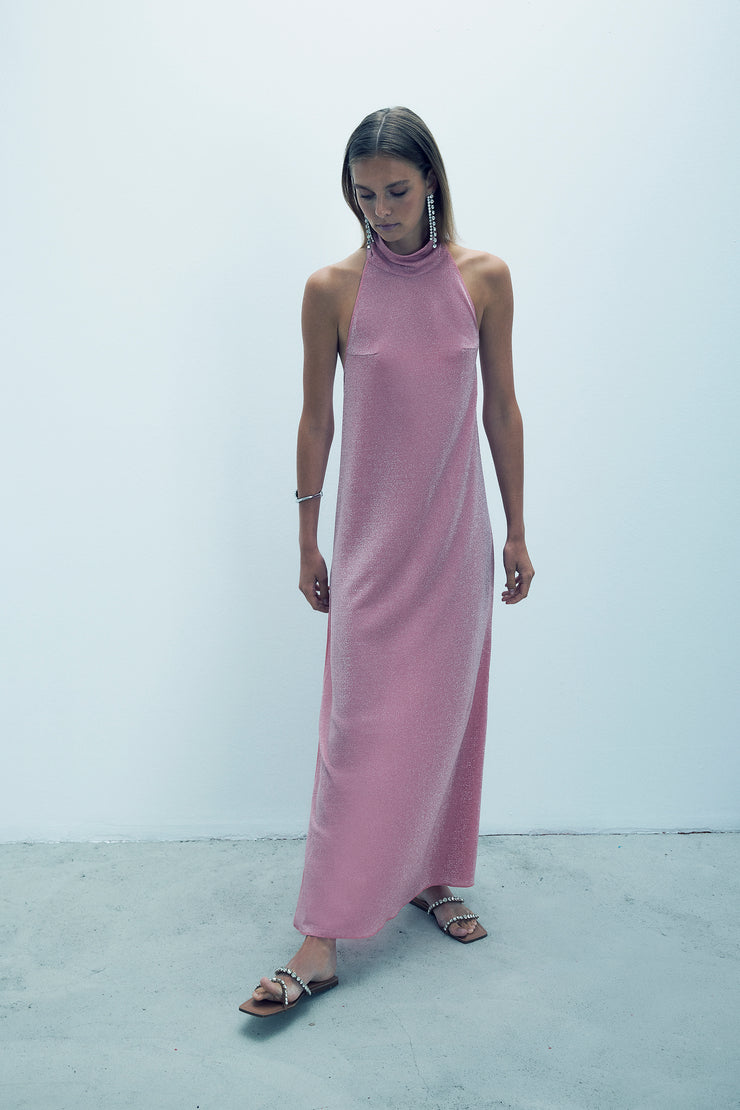 Sterea Glitter Maxi Dress Pink