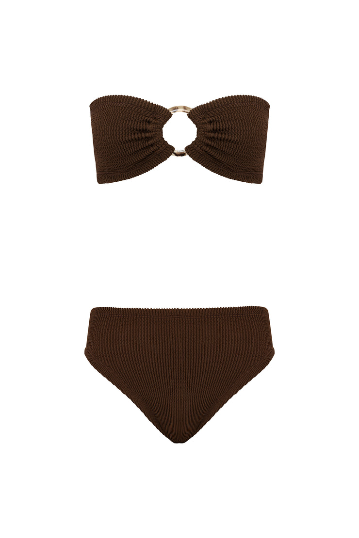 Ariel Crinkle Bikini Set Choco