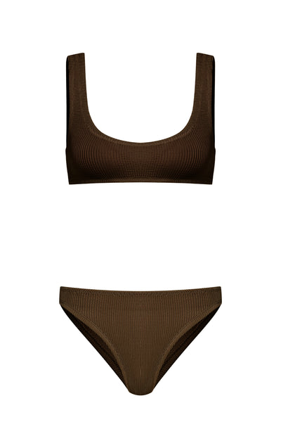 Sofi Crinkle Bikini Set Choco