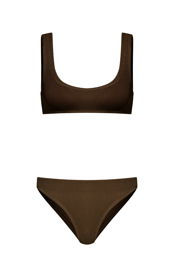 Sofi Crinkle Bikini Set Choco