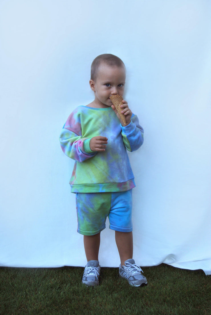 Kids Tie Dye Shorts Blue