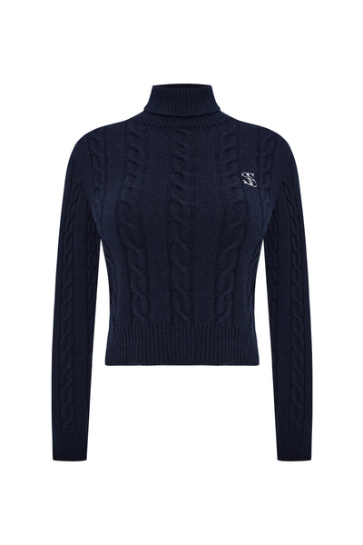 Montagne Cable Knit Sweater Navy