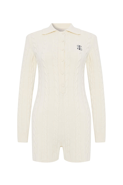 Chalet Cable Knit Playsuit Cream