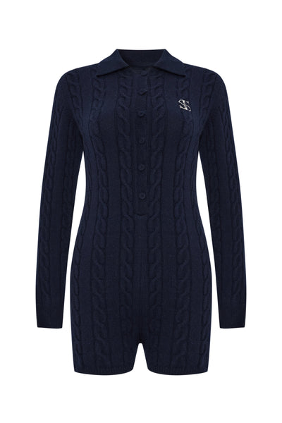 Chalet Cable Knit Playsuit Navy