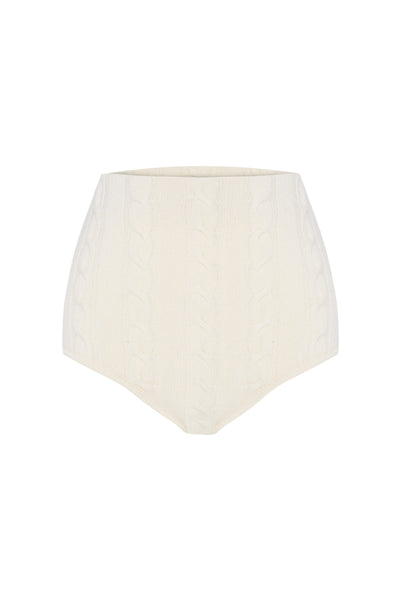 Blanc Cable Knit Shorts Cream