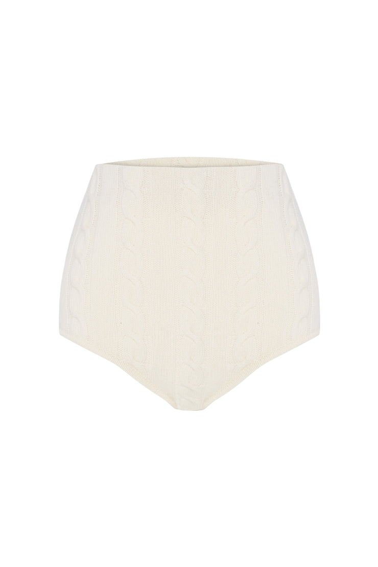 Blanc Cable Knit Shorts Cream