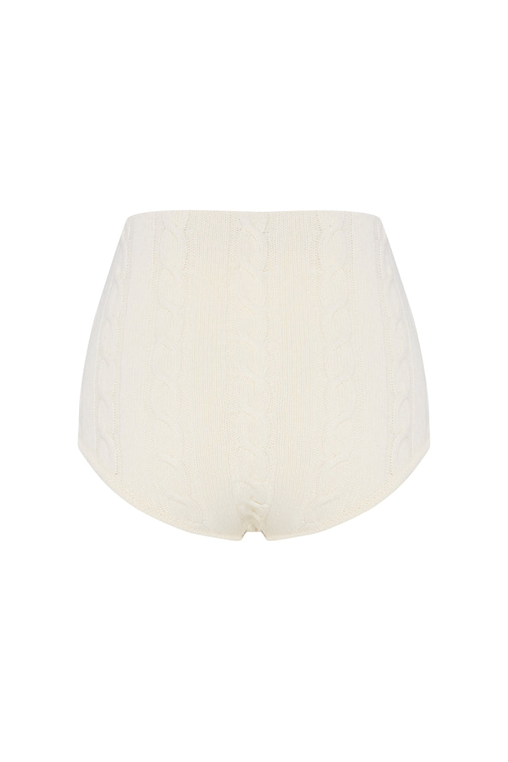 Blanc Cable Knit Shorts Cream