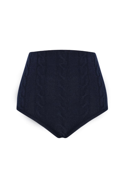 Blanc Cable Knit Shorts Navy