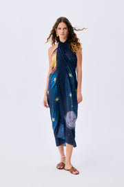 Silk Cotton Blend Pareo in Galaxia