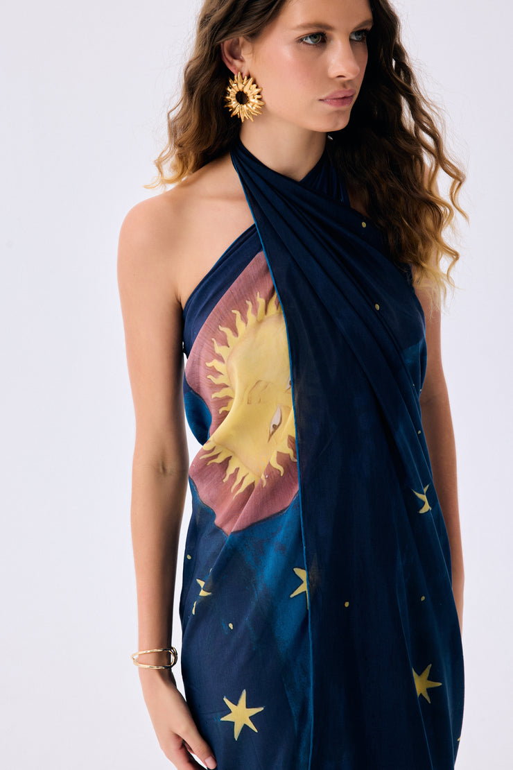 Silk Cotton Blend Pareo in Galaxia