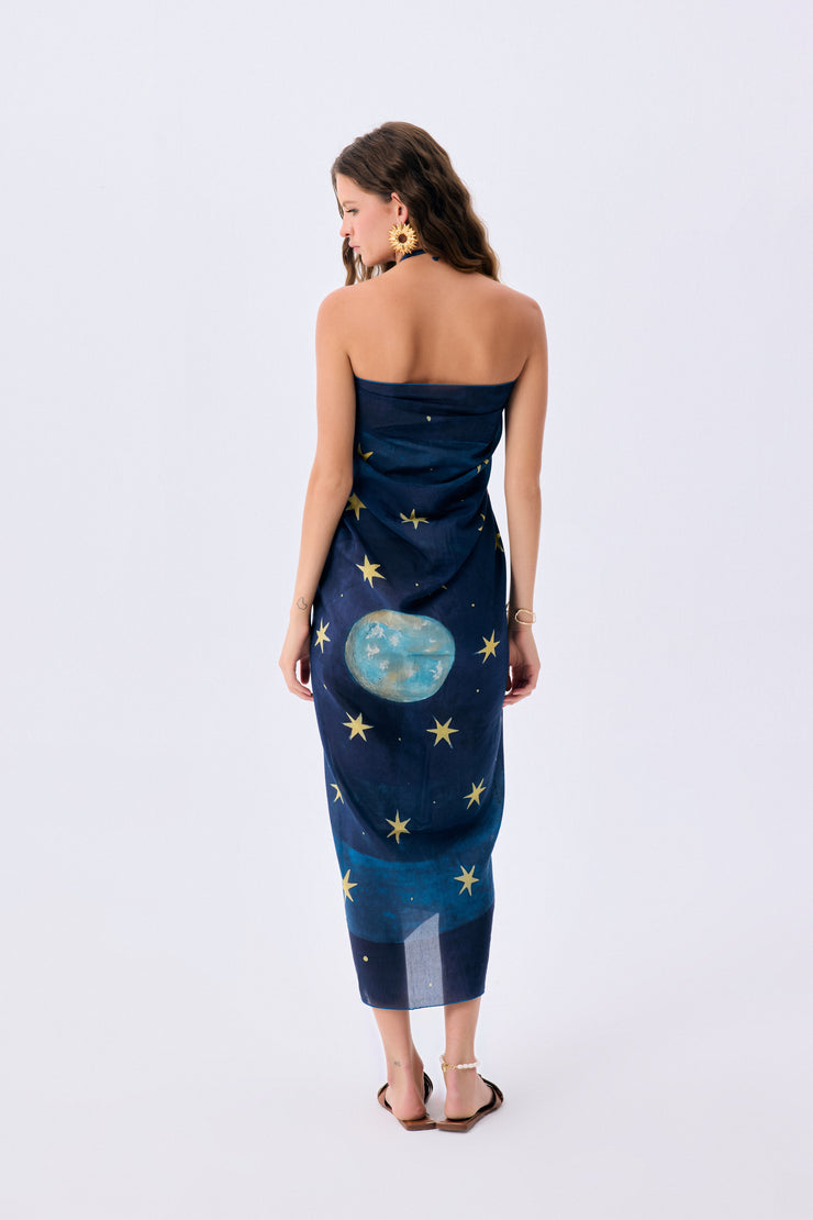 Silk Cotton Blend Pareo in Galaxia