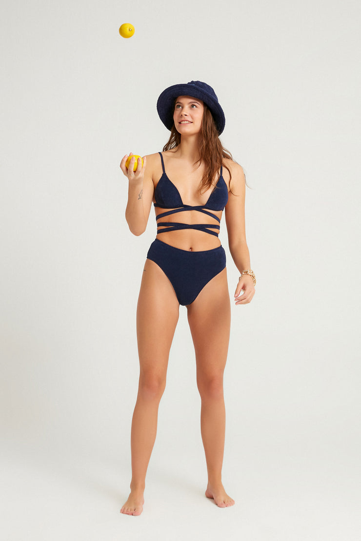 Jadis Terry Bikini Top Navy Blue