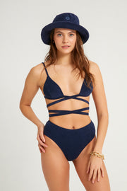 Jadis Terry Bikini Top Navy Blue