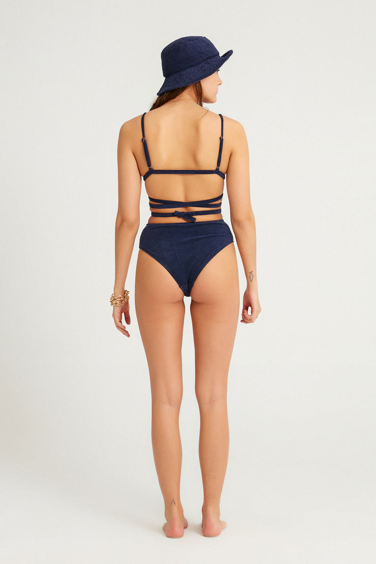 Jadis Terry Bikini Top Navy Blue