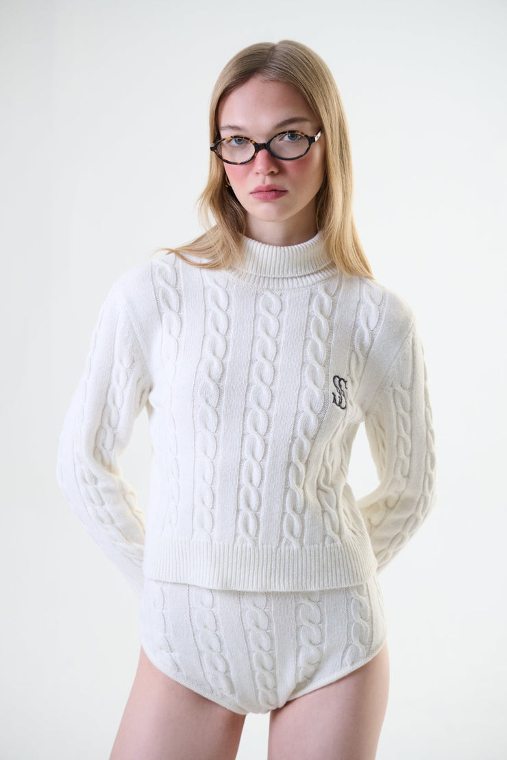 Montagne Cable Knit Sweater Cream