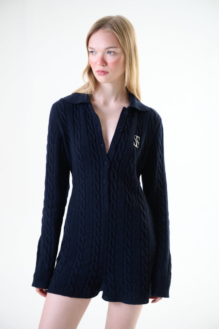 Chalet Cashmere Playsuit Navy Blue