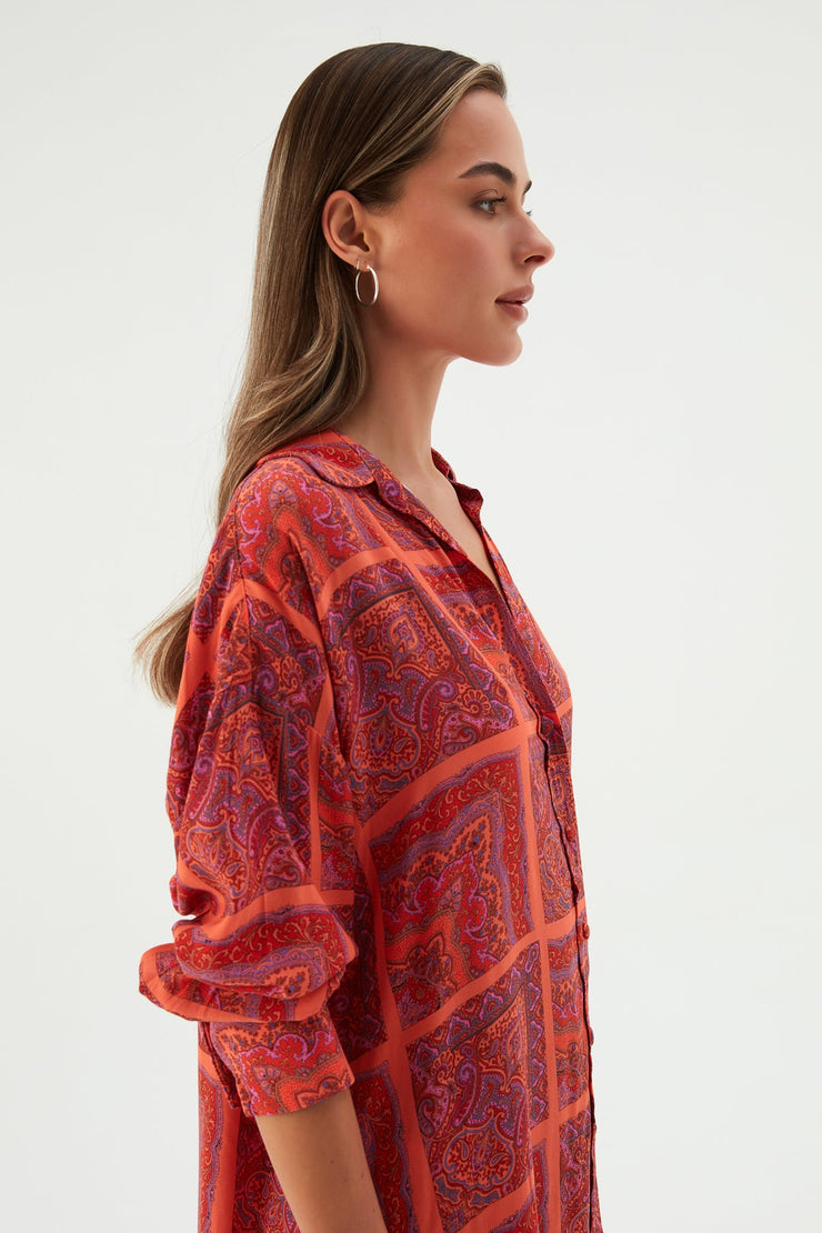 Prinkipo Vegan Silk Shirt Orange - Sandshaped